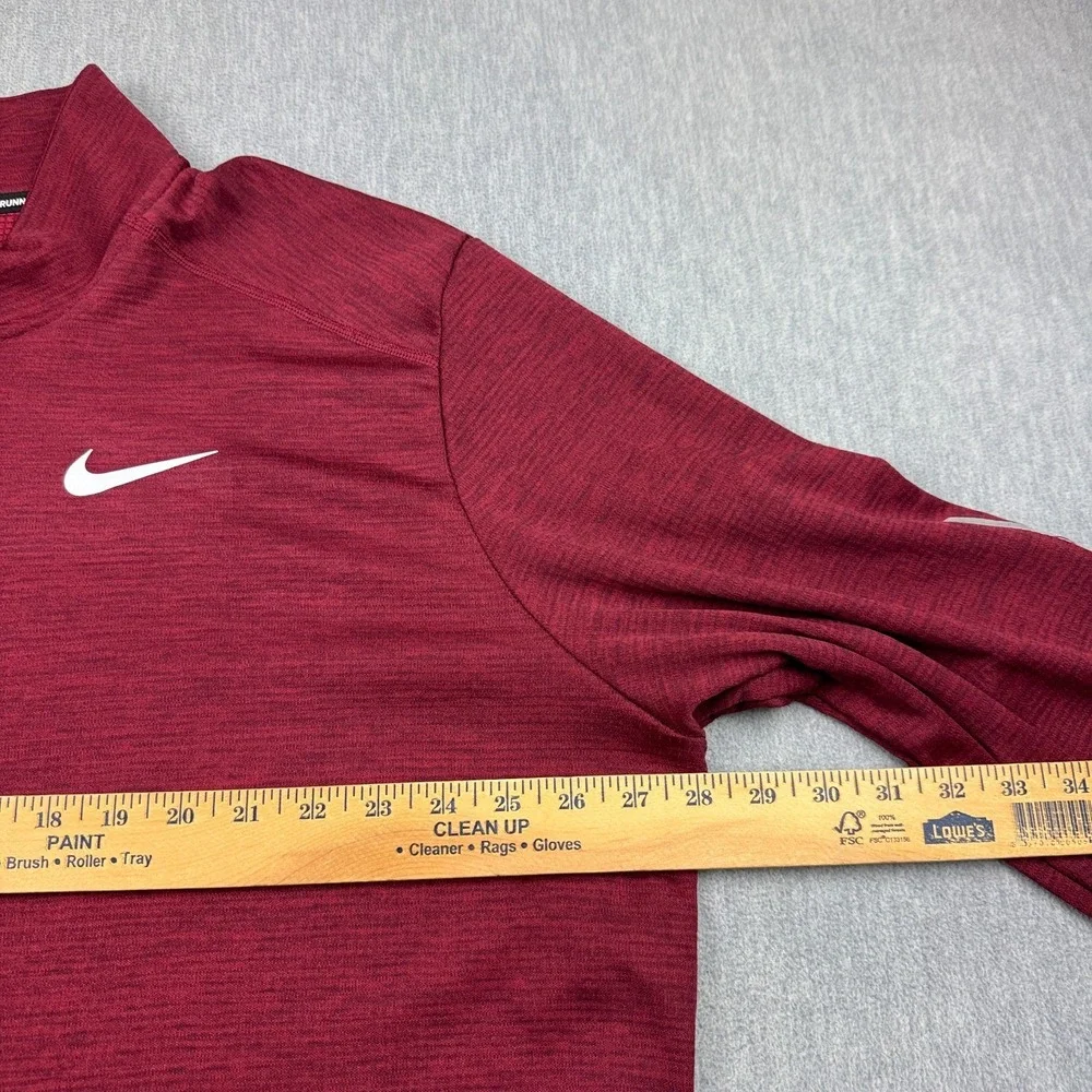 Nike Running Shirt Mens 2XL XXL Red 1/4 Zip Long Sleeve Dri-Fit Training Active